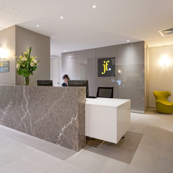 Stone Reception Desk, Office Fitout
