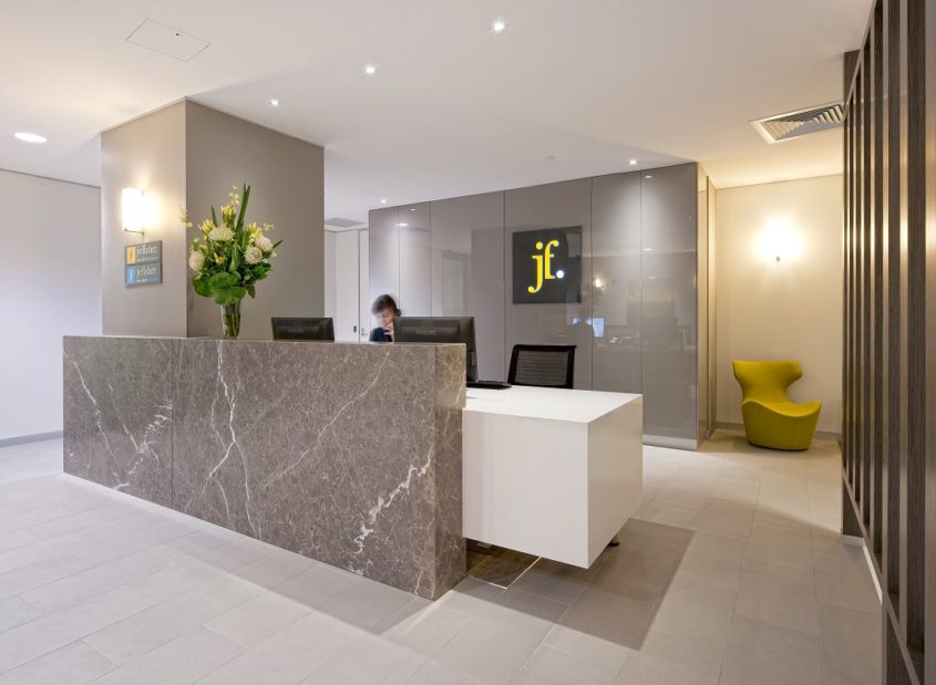 Stone Reception Desk, Office Fitout