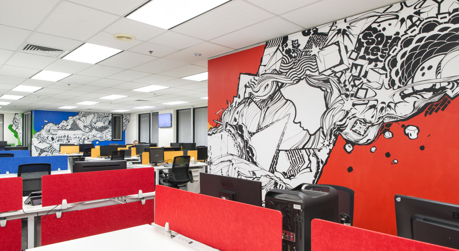 happy office, Colour, office design wall mural melbourne